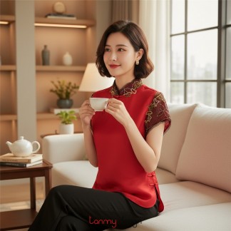 Áo xẩm Lá Lưới Lục Nho Mai Lâm Đỏ